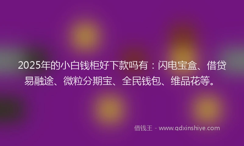 2025年的小白钱柜好下款吗有：闪电宝盒、借贷易融途、微粒分期宝、全民钱包、维品花等。