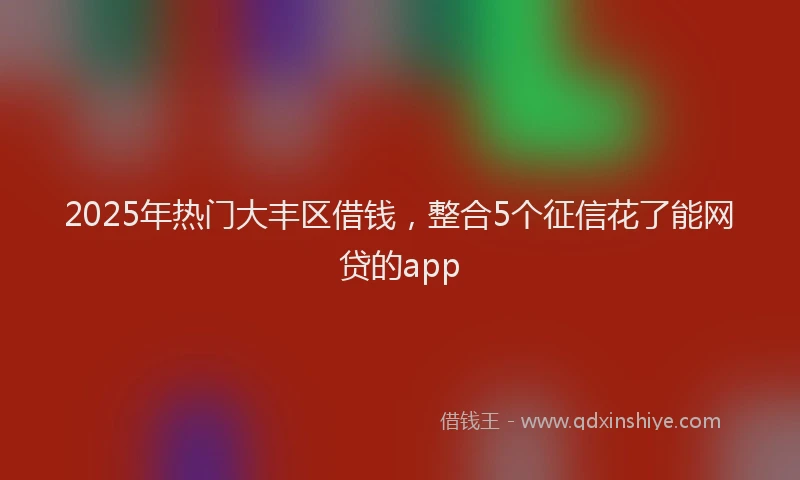2025年热门大丰区借钱，整合5个征信花了能网贷的app
