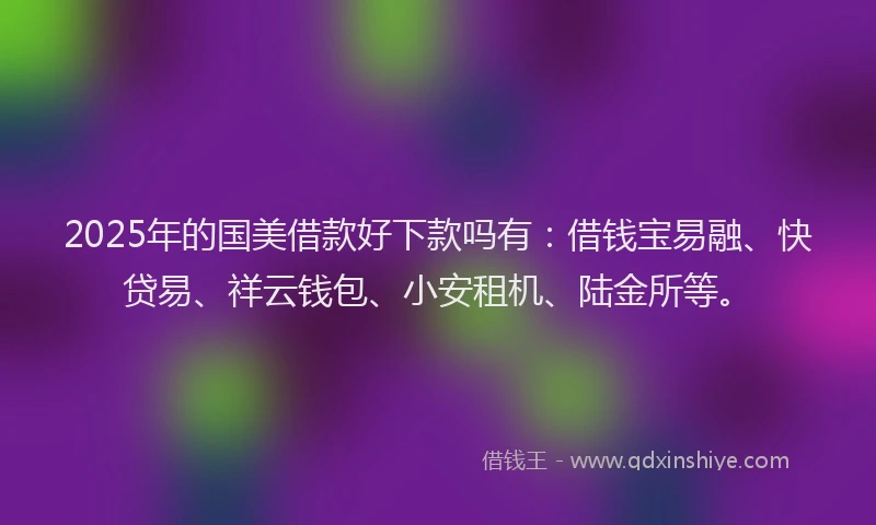 2025年的国美借款好下款吗有：借钱宝易融、快贷易、祥云钱包、小安租机、陆金所等。