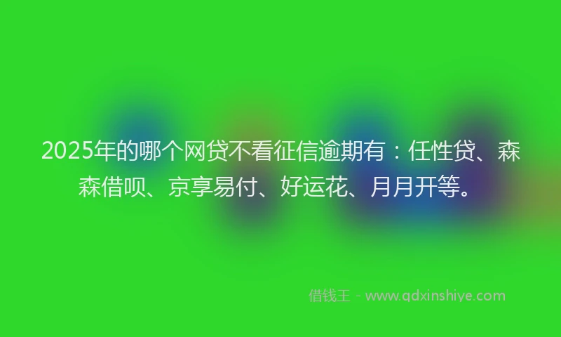 2025年的哪个网贷不看征信逾期有：任性贷、森森借呗、京享易付、好运花、月月开等。