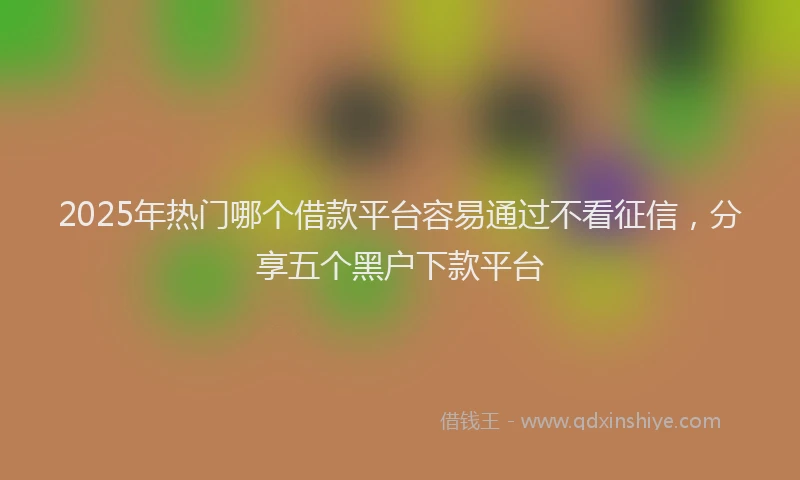 2025年热门哪个借款平台容易通过不看征信，分享五个黑户下款平台