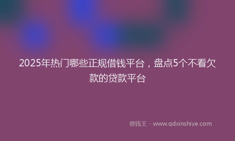 2025年热门哪些正规借钱平台，盘点5个不看欠款的贷款平台