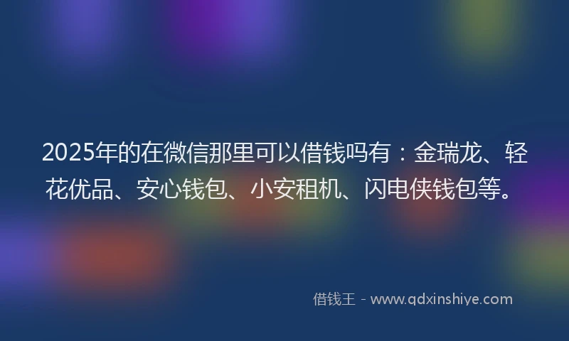2025年的在微信那里可以借钱吗有：金瑞龙、轻花优品、安心钱包、小安租机、闪电侠钱包等。