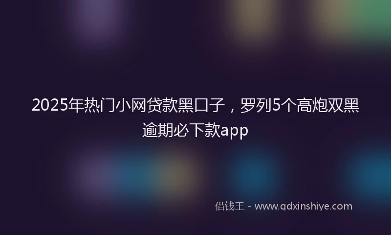 2025年热门小网贷款黑口子，罗列5个高炮双黑逾期必下款app