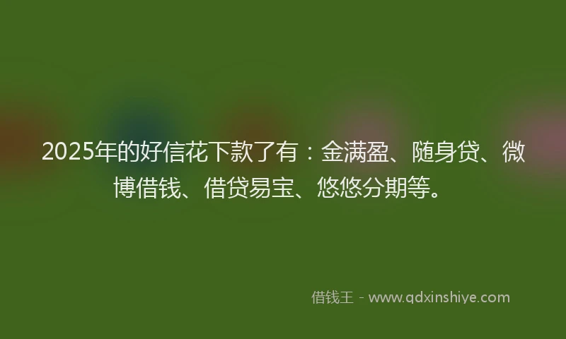 2025年的好信花下款了有：金满盈、随身贷、微博借钱、借贷易宝、悠悠分期等。
