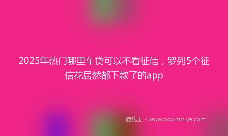 2025年热门哪里车贷可以不看征信，罗列5个征信花居然都下款了的app