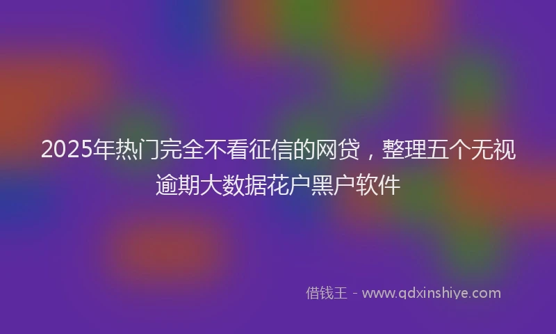 2025年热门完全不看征信的网贷，整理五个无视逾期大数据花户黑户软件