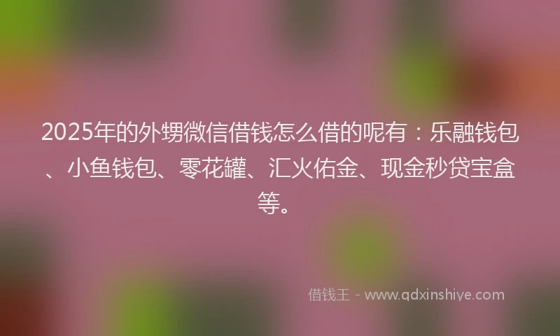 2025年的外甥微信借钱怎么借的呢有：乐融钱包、小鱼钱包、零花罐、汇火佑金、现金秒贷宝盒等。