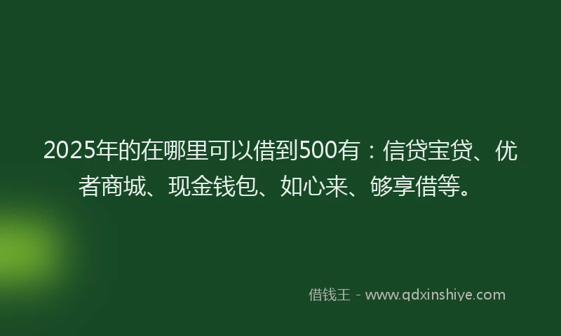 2025年的在哪里可以借到500有：信贷宝贷、优者商城、现金钱包、如心来、够享借等。