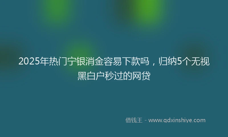 2025年热门宁银消金容易下款吗，归纳5个无视黑白户秒过的网贷
