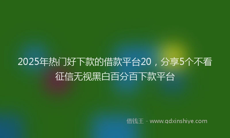 2025年热门好下款的借款平台20，分享5个不看征信无视黑白百分百下款平台
