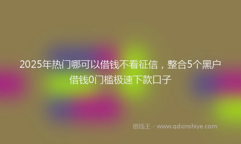 2025年热门哪可以借钱不看征信，整合5个黑户借钱0门槛极速下款口子