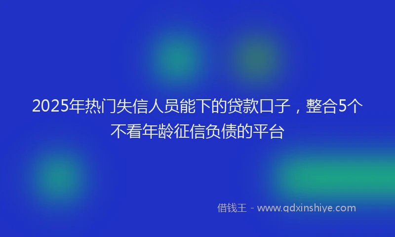 2025年热门失信人员能下的贷款口子，整合5个不看年龄征信负债的平台