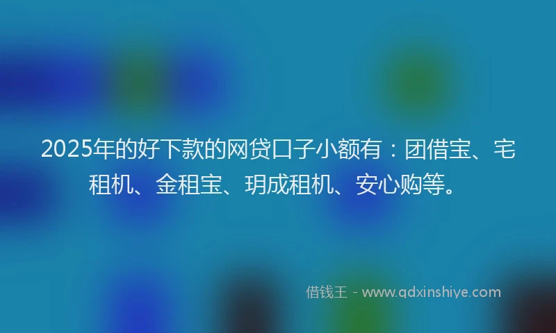 2025年的好下款的网贷口子小额有：团借宝、宅租机、金租宝、玥成租机、安心购等。