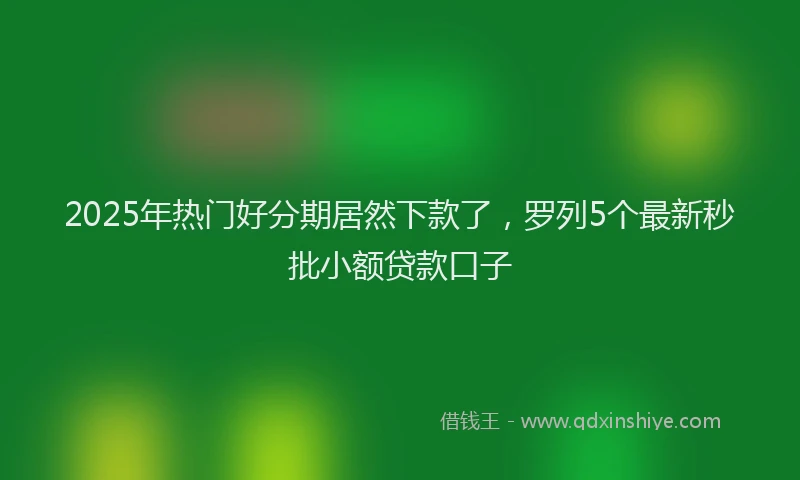 2025年热门好分期居然下款了，罗列5个最新秒批小额贷款口子