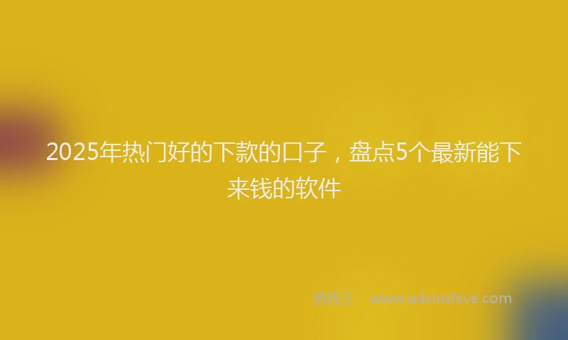 2025年热门好的下款的口子，盘点5个最新能下来钱的软件