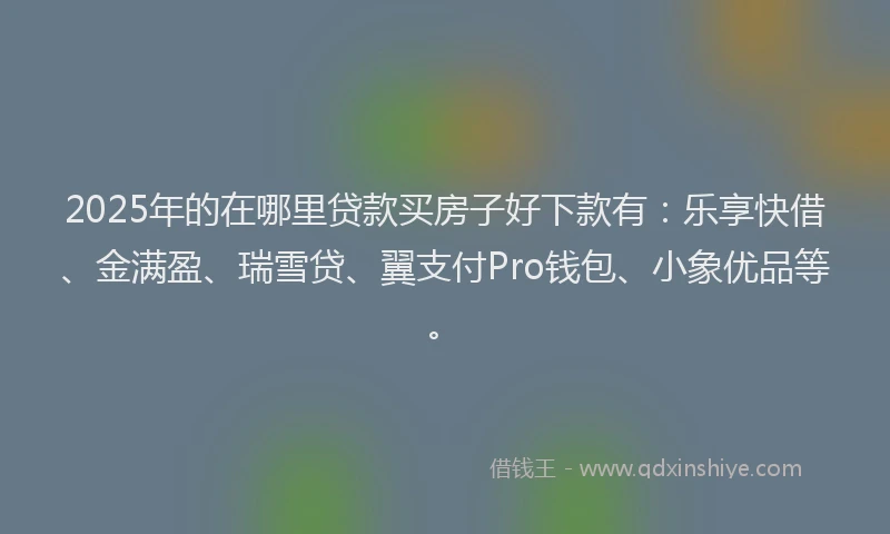2025年的在哪里贷款买房子好下款有：乐享快借、金满盈、瑞雪贷、翼支付Pro钱包、小象优品等。