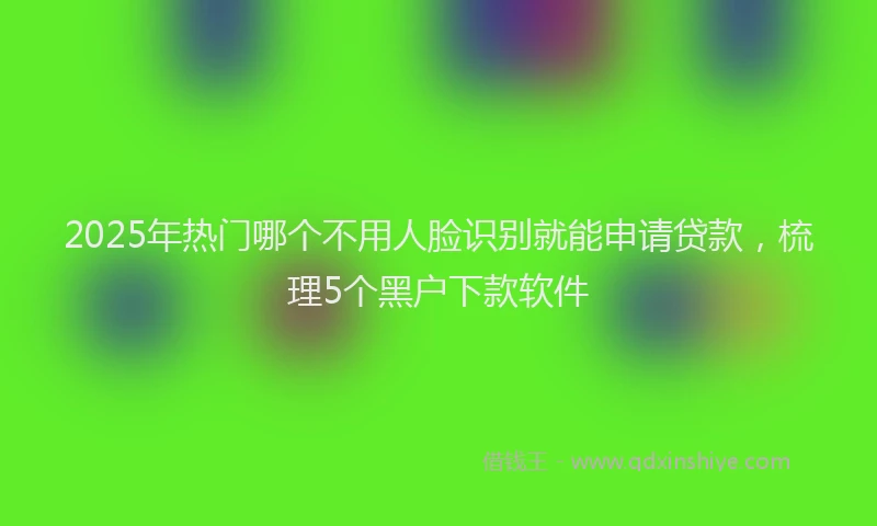 2025年热门哪个不用人脸识别就能申请贷款，梳理5个黑户下款软件