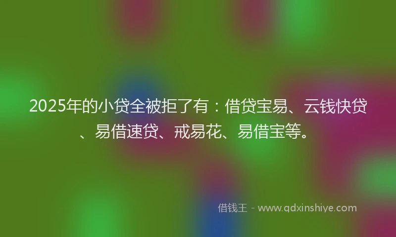 2025年的小贷全被拒了有：借贷宝易、云钱快贷、易借速贷、戒易花、易借宝等。