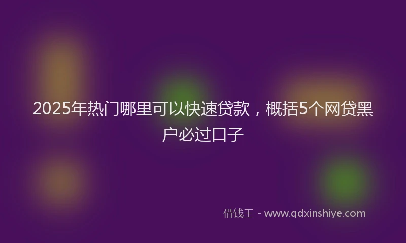 2025年热门哪里可以快速贷款，概括5个网贷黑户必过口子