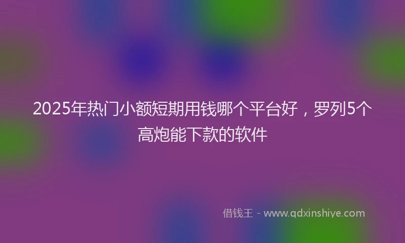 2025年热门小额短期用钱哪个平台好，罗列5个高炮能下款的软件