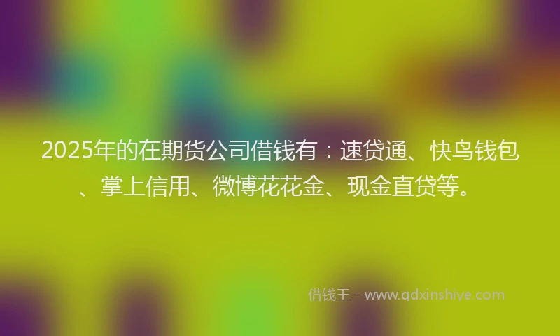 2025年的在期货公司借钱有：速贷通、快鸟钱包、掌上信用、微博花花金、现金直贷等。