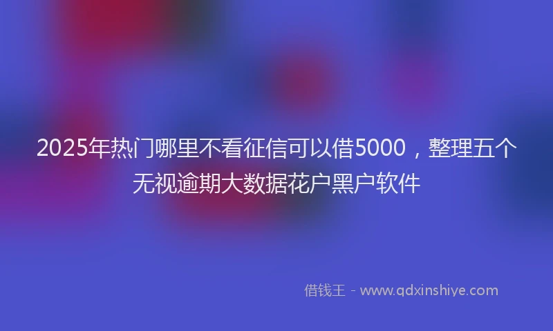 2025年热门哪里不看征信可以借5000，整理五个无视逾期大数据花户黑户软件