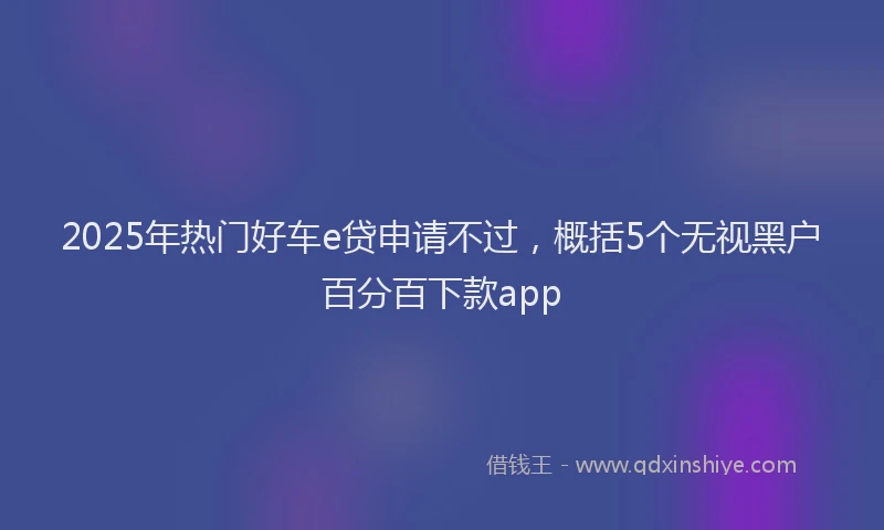 2025年热门好车e贷申请不过，概括5个无视黑户百分百下款app