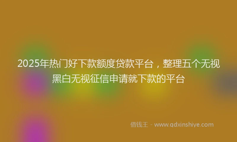 2025年热门好下款额度贷款平台，整理五个无视黑白无视征信申请就下款的平台