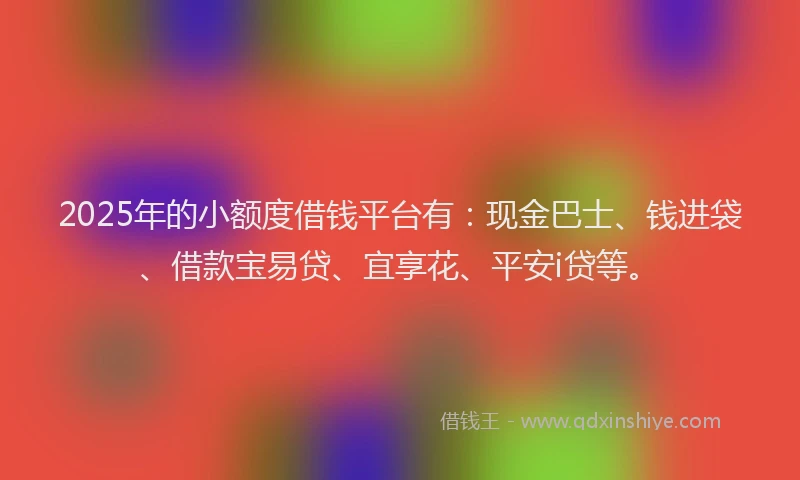 2025年的小额度借钱平台有：现金巴士、钱进袋、借款宝易贷、宜享花、平安i贷等。