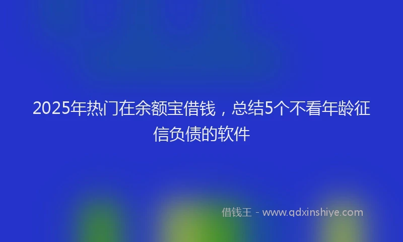 2025年热门在余额宝借钱，总结5个不看年龄征信负债的软件