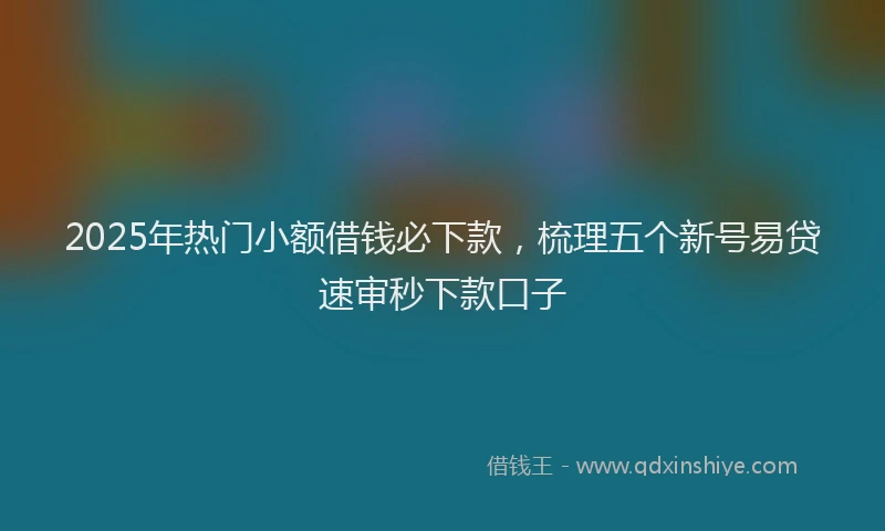 2025年热门小额借钱必下款，梳理五个新号易贷速审秒下款口子