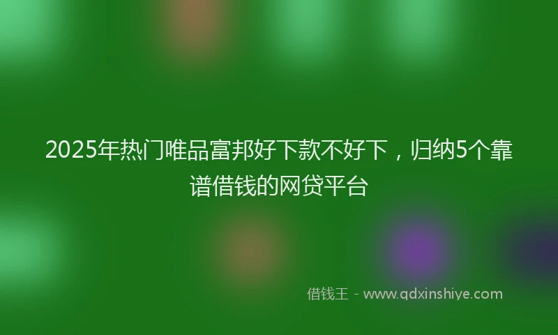 2025年热门唯品富邦好下款不好下，归纳5个靠谱借钱的网贷平台