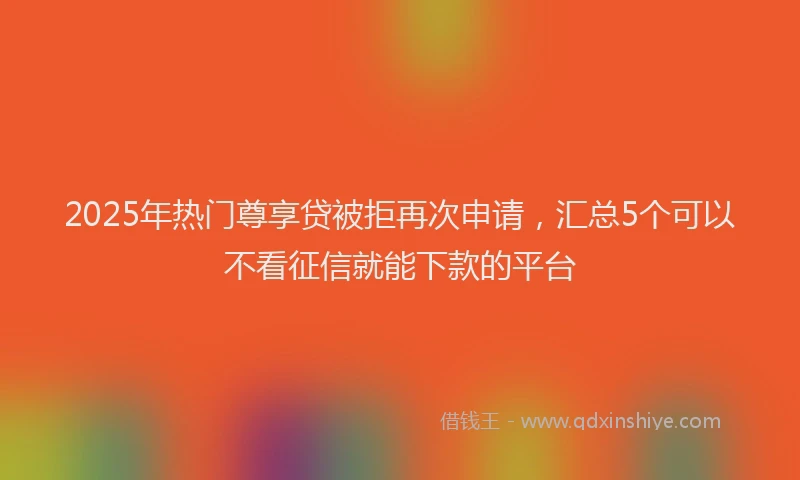 2025年热门尊享贷被拒再次申请，汇总5个可以不看征信就能下款的平台