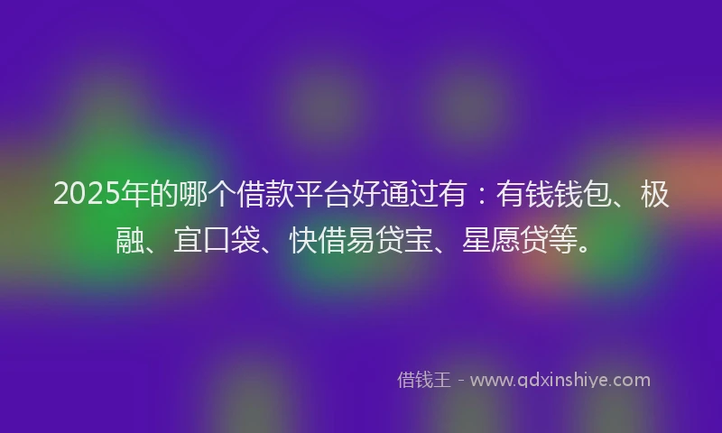 2025年的哪个借款平台好通过有：有钱钱包、极融、宜口袋、快借易贷宝、星愿贷等。