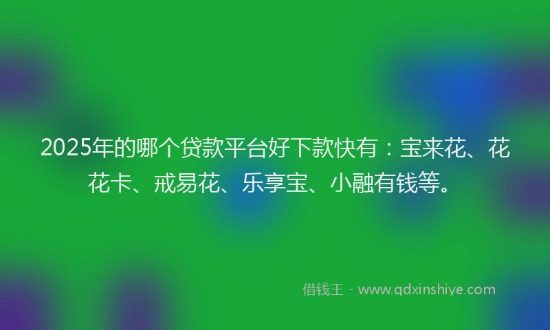 2025年的哪个贷款平台好下款快有：宝来花、花花卡、戒易花、乐享宝、小融有钱等。