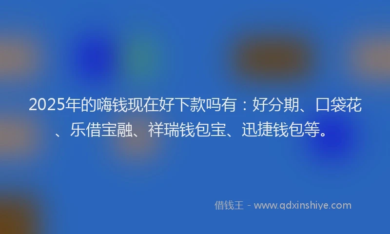 2025年的嗨钱现在好下款吗有：好分期、口袋花、乐借宝融、祥瑞钱包宝、迅捷钱包等。
