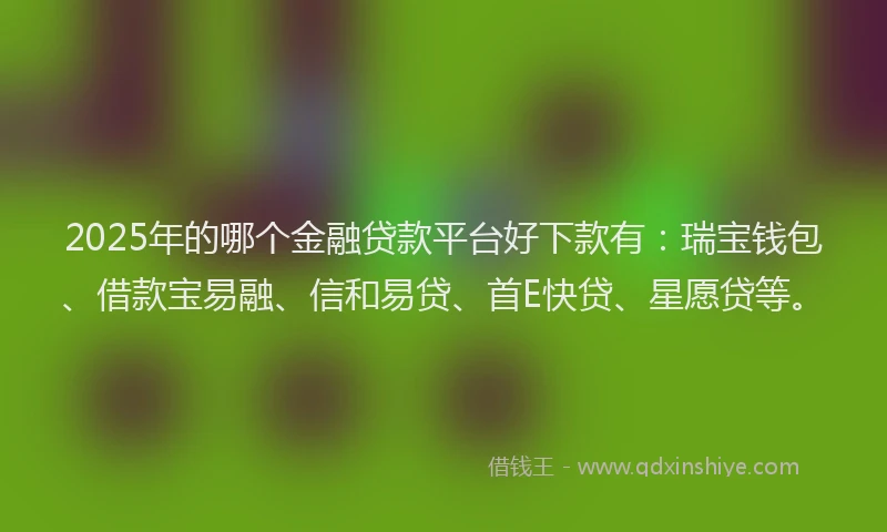 2025年的哪个金融贷款平台好下款有：瑞宝钱包、借款宝易融、信和易贷、首E快贷、星愿贷等。