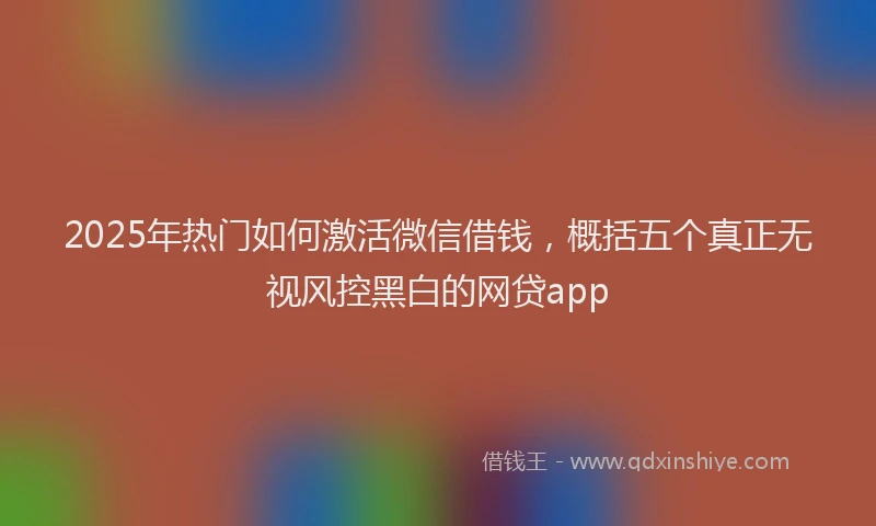 2025年热门如何激活微信借钱，概括五个真正无视风控黑白的网贷app