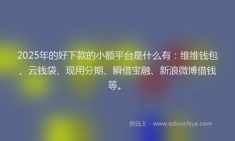 2025年的好下款的小额平台是什么有：维维钱包、云钱袋、现用分期、瞬借宝融、新浪微博借钱等。