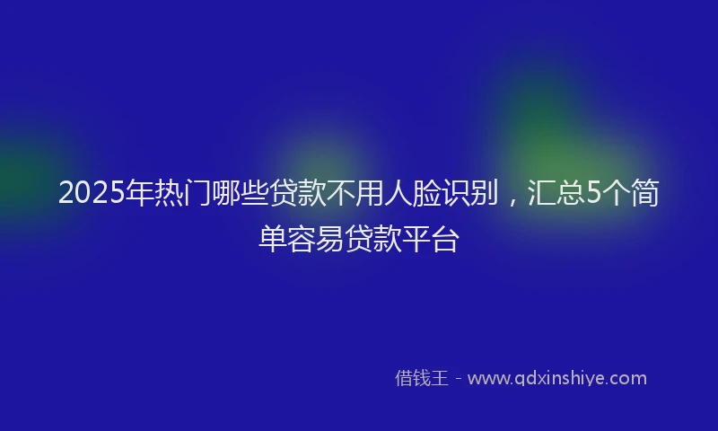 2025年热门哪些贷款不用人脸识别，汇总5个简单容易贷款平台