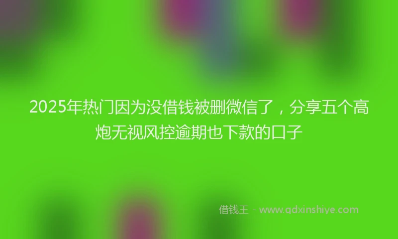 2025年热门因为没借钱被删微信了，分享五个高炮无视风控逾期也下款的口子
