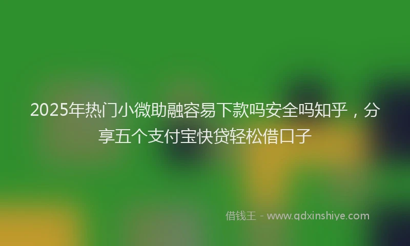 2025年热门小微助融容易下款吗安全吗知乎，分享五个支付宝快贷轻松借口子