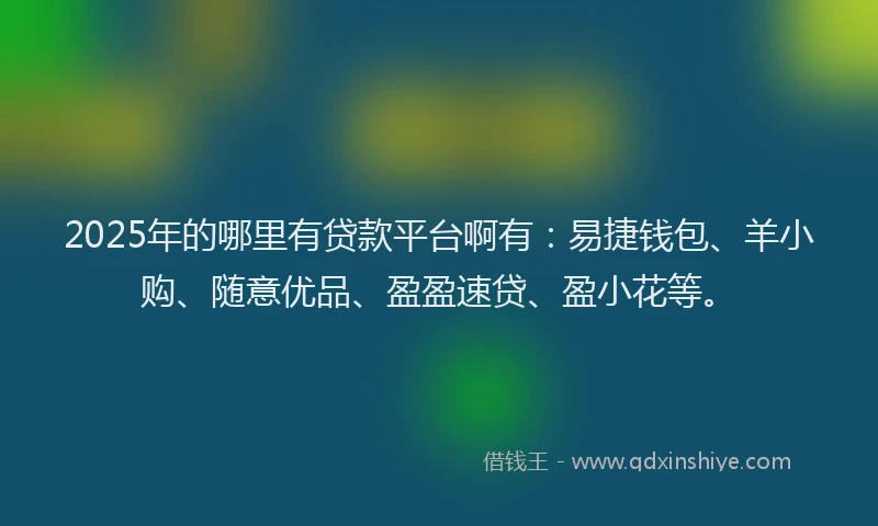 2025年的哪里有贷款平台啊有：易捷钱包、羊小购、随意优品、盈盈速贷、盈小花等。
