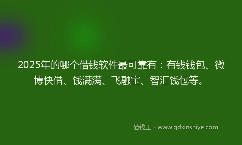 2025年的哪个借钱软件最可靠有：有钱钱包、微博快借、钱满满、飞融宝、智汇钱包等。