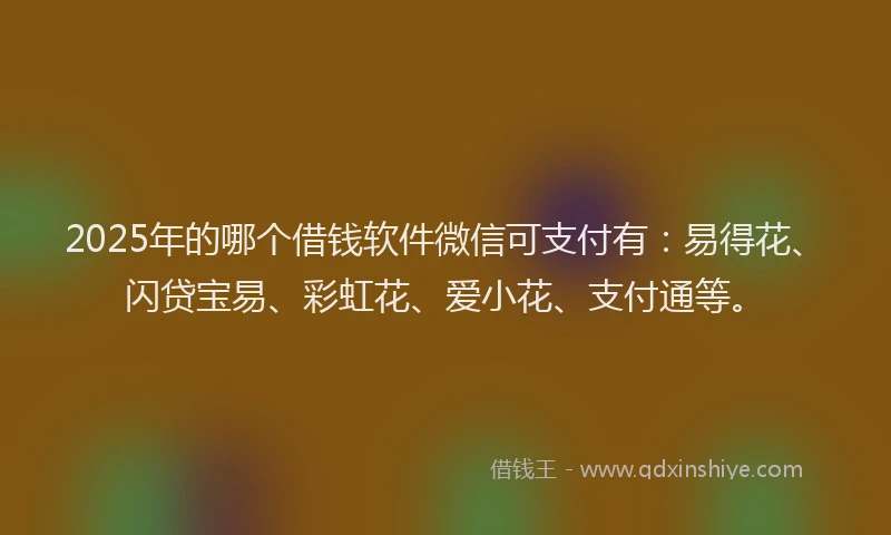 2025年的哪个借钱软件微信可支付有：易得花、闪贷宝易、彩虹花、爱小花、支付通等。