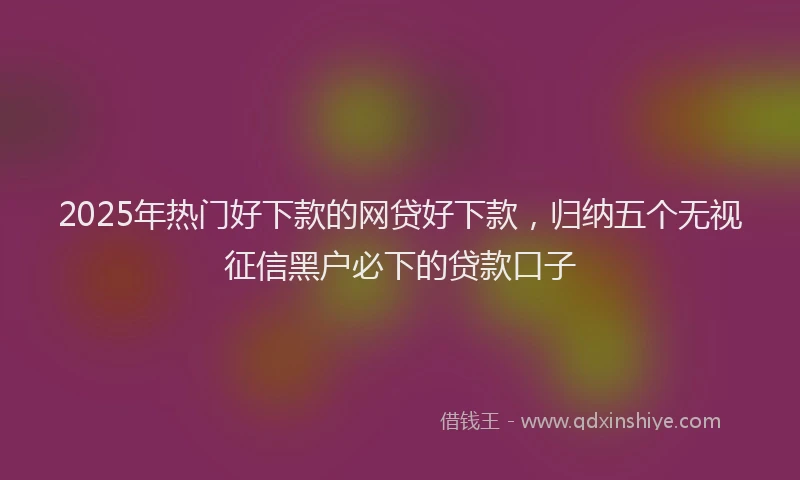 2025年热门好下款的网贷好下款，归纳五个无视征信黑户必下的贷款口子