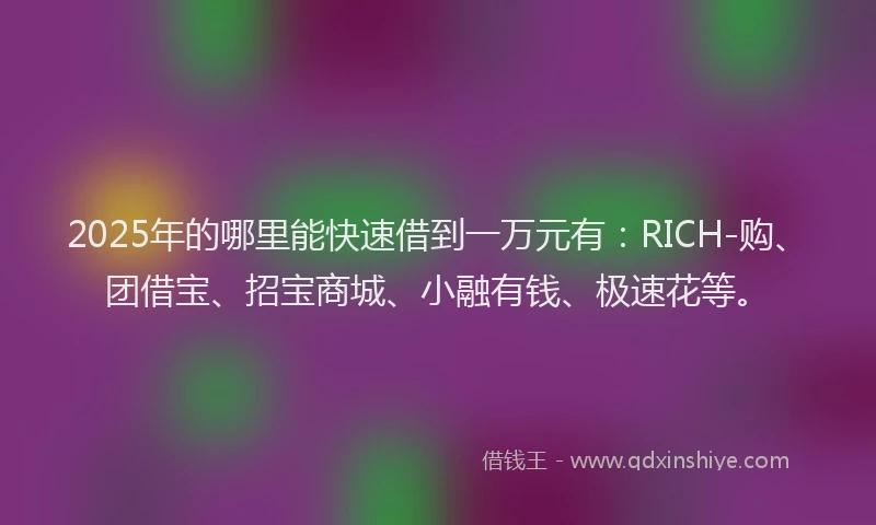 2025年的哪里能快速借到一万元有：RICH-购、团借宝、招宝商城、小融有钱、极速花等。