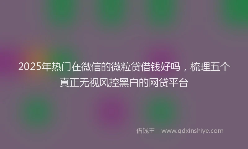 2025年热门在微信的微粒贷借钱好吗，梳理五个真正无视风控黑白的网贷平台