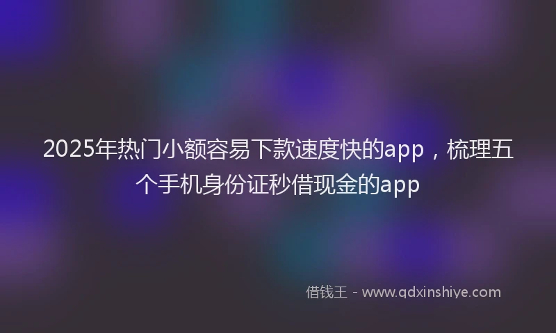 2025年热门小额容易下款速度快的app，梳理五个手机身份证秒借现金的app